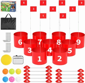 FOOING Golf Game-9 Hole Set Backyard Golf Game for Kids and Adults, Golf Practice Game for Lawn, Beach, Yard, Camping, Park