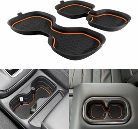 for Honda CRV Accessories 2023 2024 2025 3D Cup Holder Center Console Liner Inserts Silicone Anti-dust Mat Pad Interior Decoration (2 Pcs, Orange Trim)