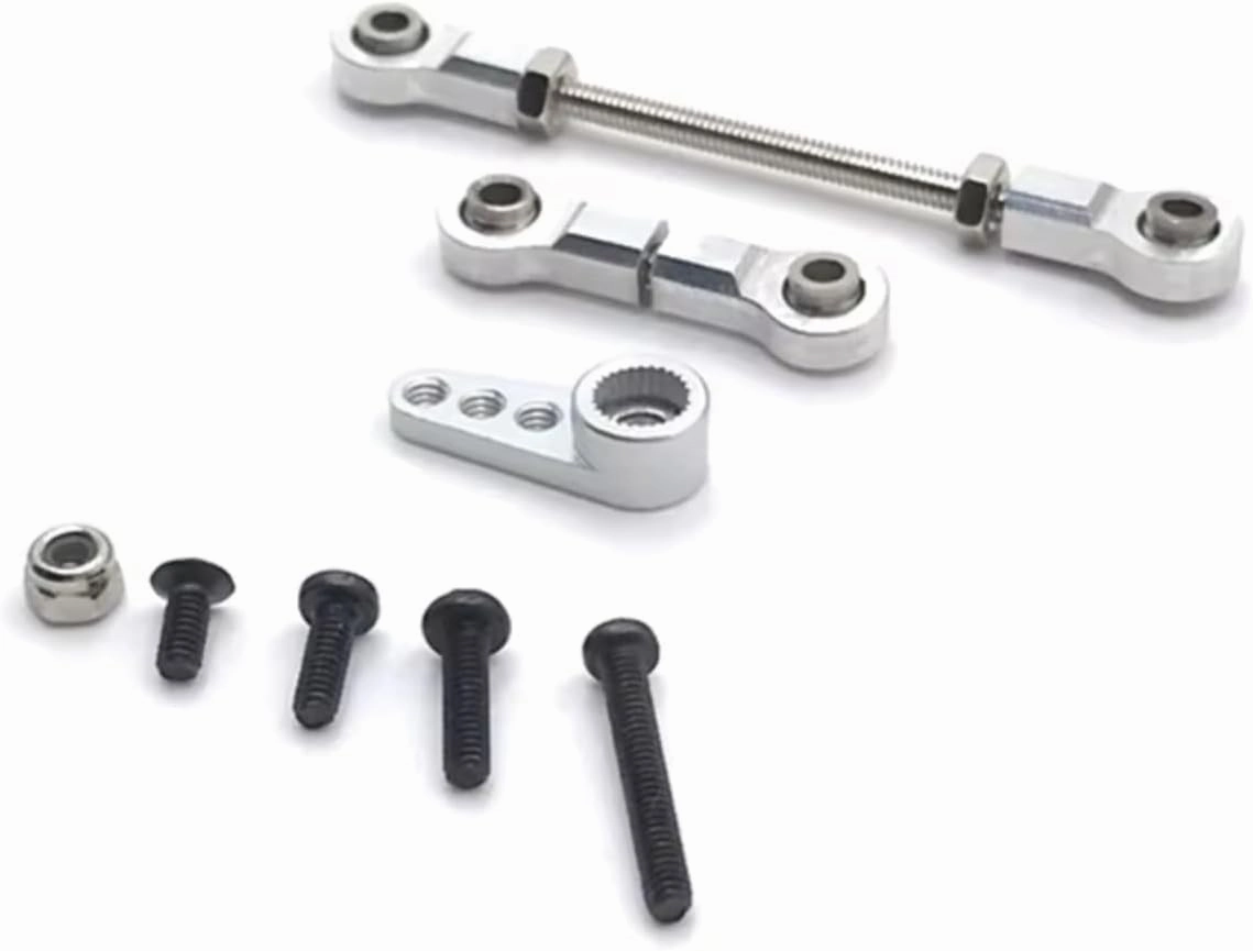 for Mini-q for Mini-z for WLtoys 284131 K969 K979 K999 P929 P939 1/28 Front Steering Linkage 28T Servo Arm RC Car Metal Parts Replacement RC Car Upgrade Part(Silver)
