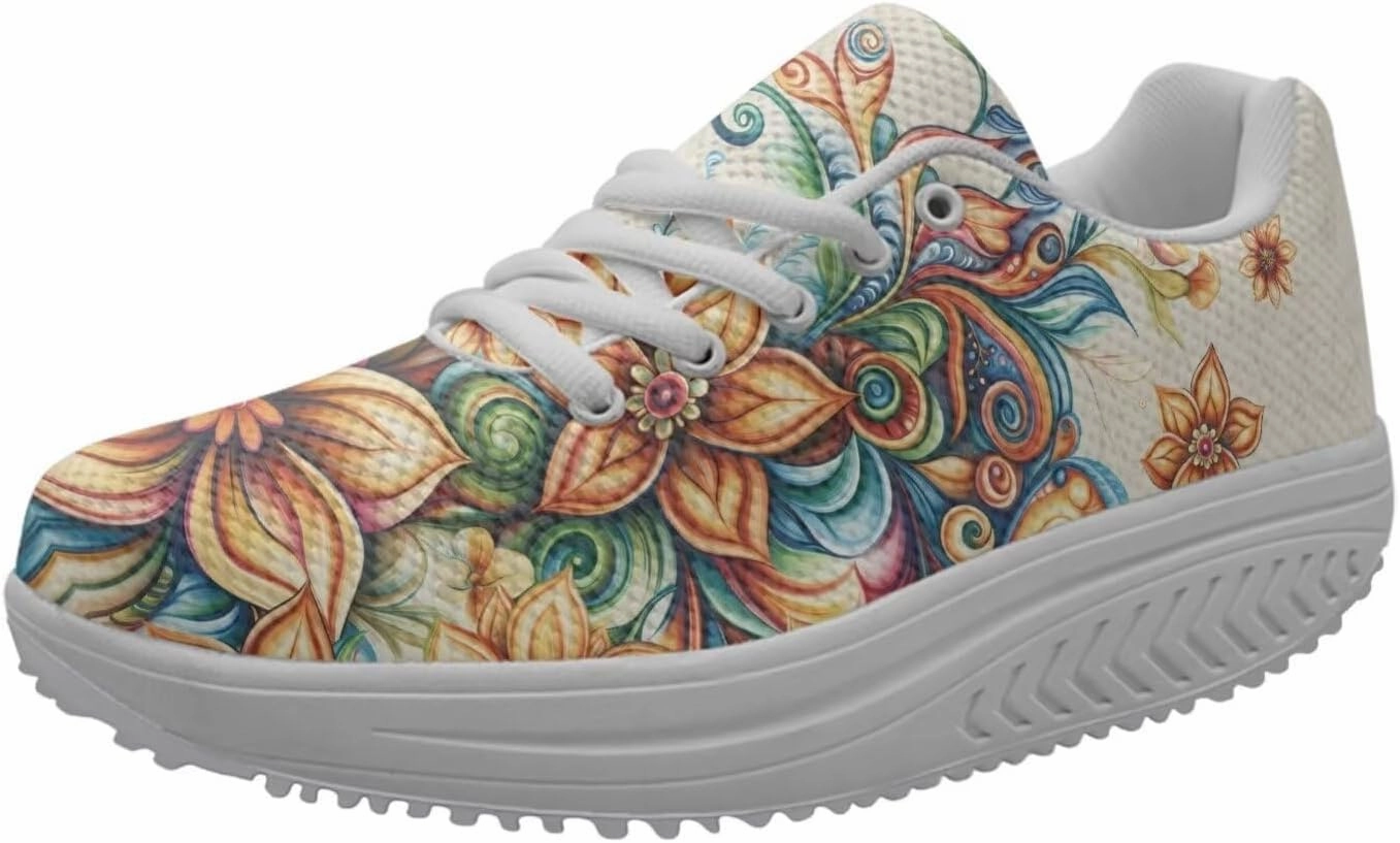 FOR U DESIGNS Fashion Women's Strength Fitness Walking Sneaker Platform Swing Wedges