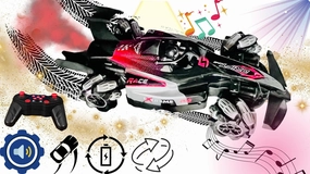 Formula Drift Car with Smoke, LED Lights, 360° Rotation, and Sound with Ultimate Drifting Experience 14"x7" (Red)