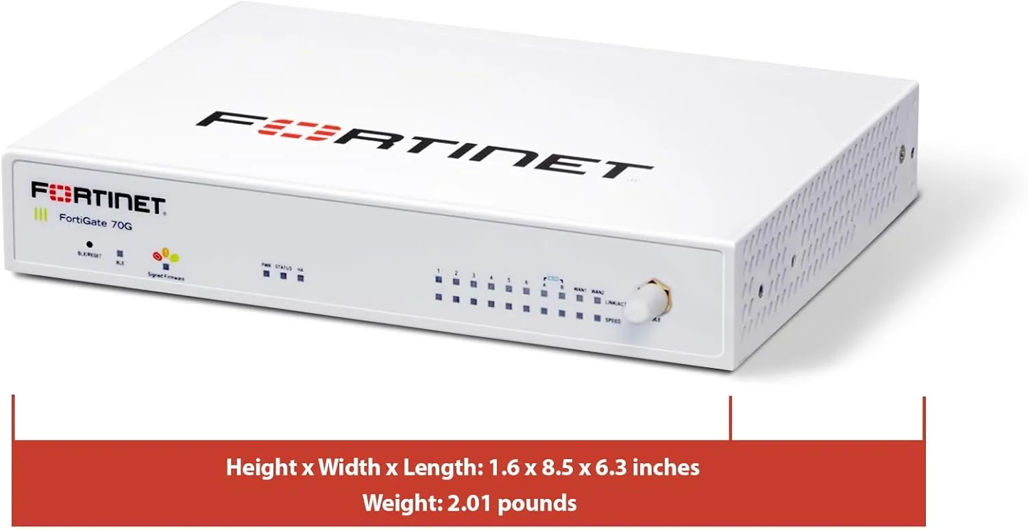 Fortinet FortiGate-70G Firewall for Branch and Small Offices with 3-Year FortiGuard AI-Powered Unified Threat Protection Services (FG-70G-BDL-950-36)