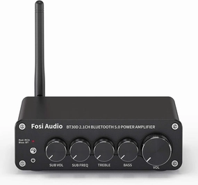 Fosi Audio BT30D Bluetooth 5.0 Stereo Audio Receiver Amplifier 2.1 Channel Mini Hi-Fi Class D Integrated Amp 50 Watt x2 100 Watt for Home Outdoor Passive Speakers/Subwoofer Powered Subwoofer