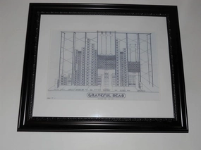 Framed Dead Wall of Sound Schematic '74 Hollywood Bowl, 14"x17" Altec Lansing Speakers, McIntosh Amplifiers, Jerry Garcia, Bob Weir, Bill Kreutzman, Phil Lesh