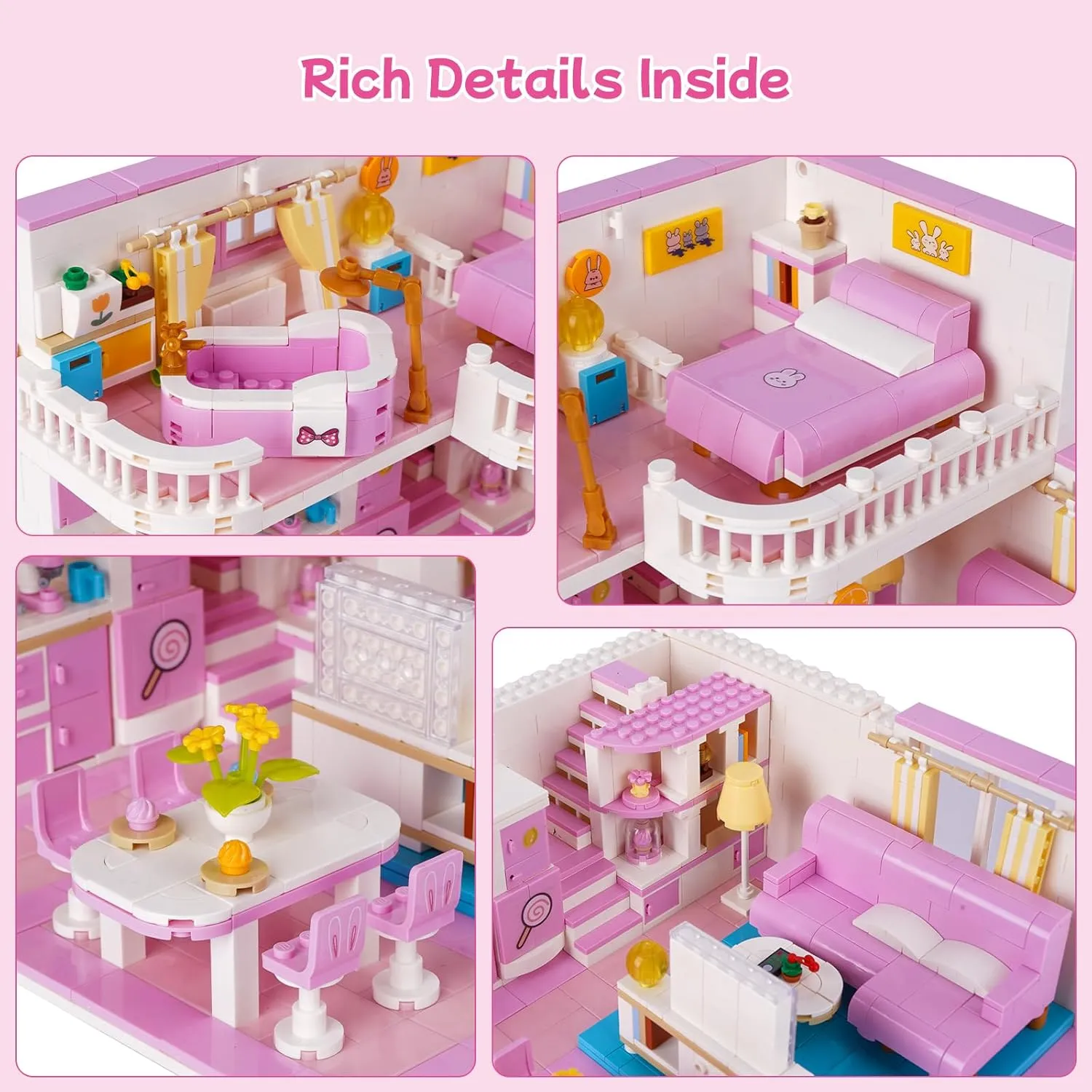 Friends House Building Block Set, Pets Collection Small Brick Model Set, Creative Mini Toy Building Sets, Children’s Day Birthday for Teens Kids Boys Girls 8 , 1096 PCS