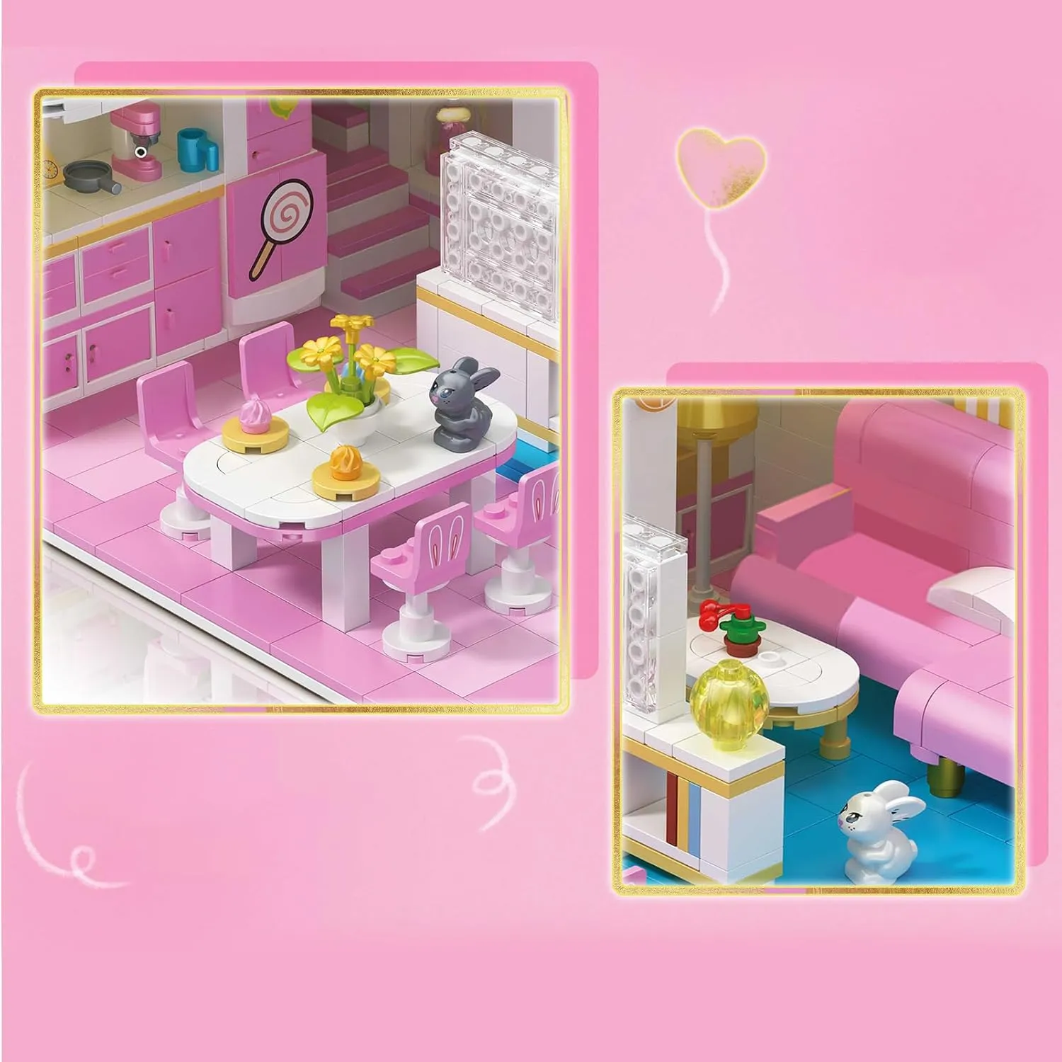 Friends House Building Block Set, Pets Collection Small Brick Model Set, Creative Mini Toy Building Sets, Children’s Day Birthday for Teens Kids Boys Girls 8 , 1096 PCS