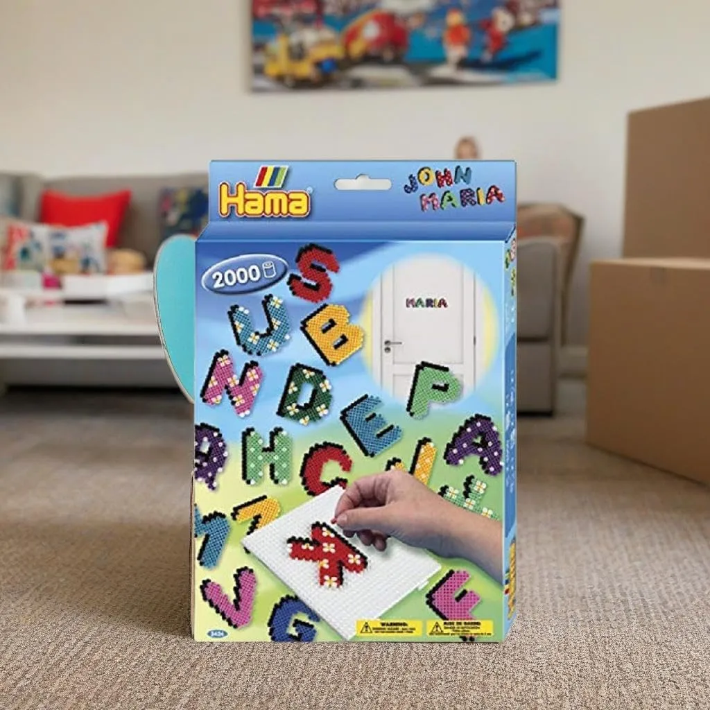 Fuse Beads, Alphabet Activity Box, Multicolor, 2000 Beads & Pegboard Set, Arts & Crafts Toys for Kids Ages 5 