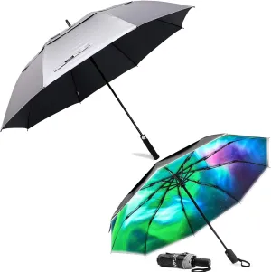 G4Free 62" 42" UV Protection Windproof Double Canopy Auto Open Umbrellas for Sun Rain