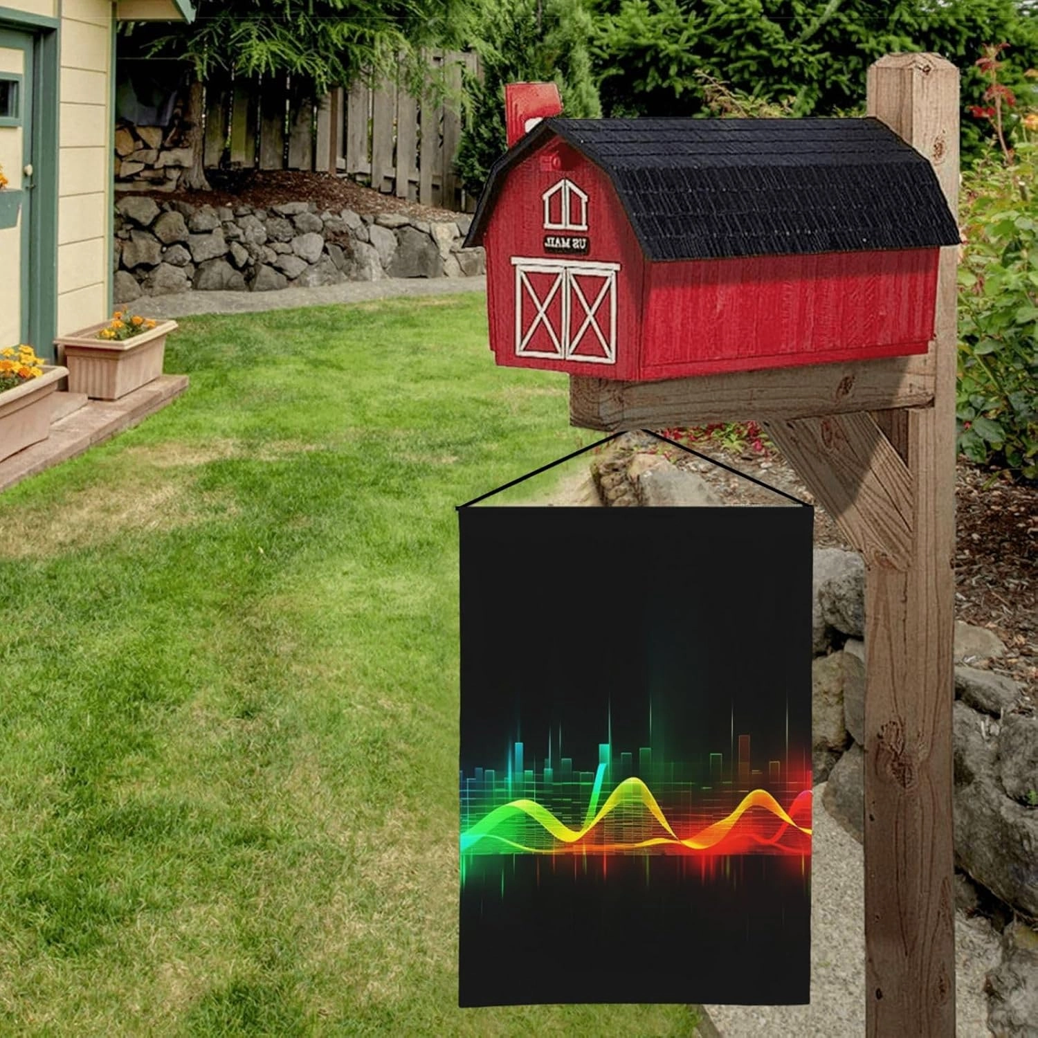 Garden Flags Double Sided 12x18 Inch Seasonal Welcome Yard Outdoor Flag Cool Music sound wave Garden Flag Spring Summer Small Flags for Outside Decorations Yard Lawn Patio Farmhouse