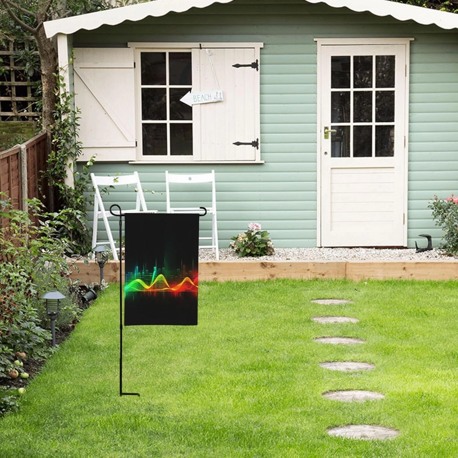 Garden Flags Double Sided 12x18 Inch Seasonal Welcome Yard Outdoor Flag Cool Music sound wave Garden Flag Spring Summer Small Flags for Outside Decorations Yard Lawn Patio Farmhouse