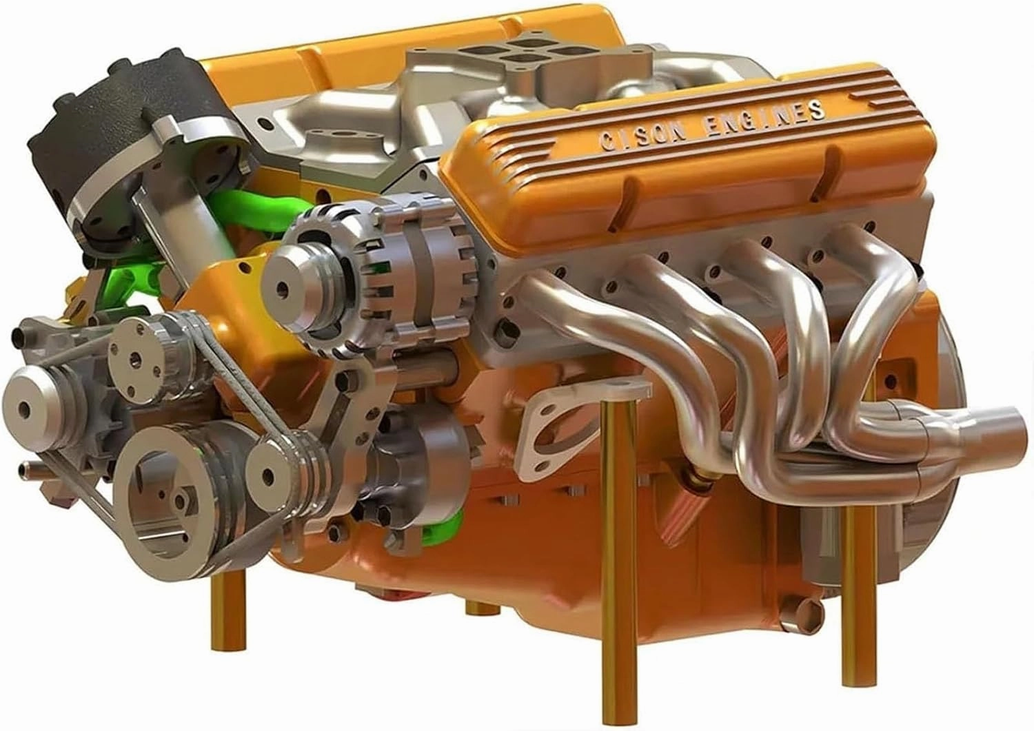 Gasoline Ohv V8 Small-Block Engine Model Kits, Cison V8 Engine Model Kit Gasoline, Mini V8 Model Engine Kit, Car Engine Model Kit, Build Your Own Stem V8 Model Engine for Adults(Green)