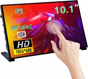 GeeekPi 10.1 Inch Capacitive Touchscreen Display, 1024x600 IPS LCD with Dual-Speaker, HDMI Portable Monitor for Raspberry Pi 5/4B/3B /3B/B /Zero/400, Win11/10/8/7, Free-Driver