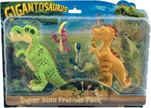 Gigantosaurus: Super Dino Friends Pack - 4 Pack - (5" Giganto, 5" Trex, 2" Bill, 2" Rocky), Dinosaur Toy Miniatures, Action Figures, Kids Ages 3 
