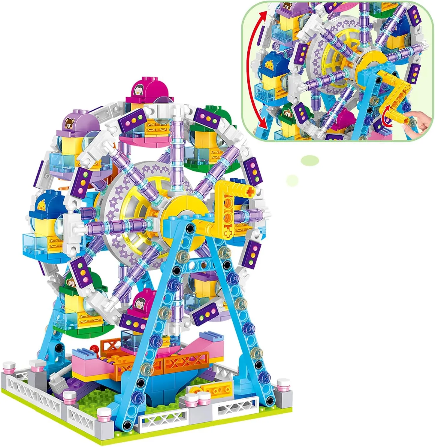 Girls Building Blocks Set Toy，653pcs Micro Mini Building Blocks, Ferris Wheel Toy, Carnival Amusement Park STEM Construction Kits for Kids, Girls Gift for Age 6-12 Years Old 4 (l) 4 (w) 5.5 (h) inch