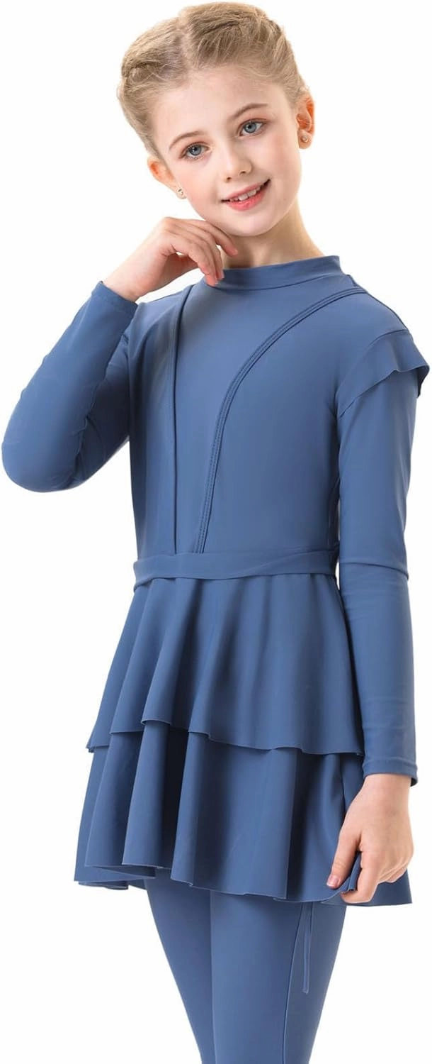 Girls Muslim Swimsuit Sweetheart Top   Pants Full Coverage Swimwear Cap Swimming Burkini Bathing Suit Rash Guard