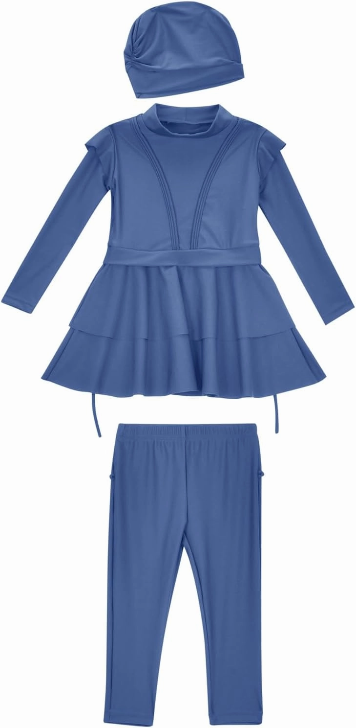 Girls Muslim Swimsuit Sweetheart Top   Pants Full Coverage Swimwear Cap Swimming Burkini Bathing Suit Rash Guard