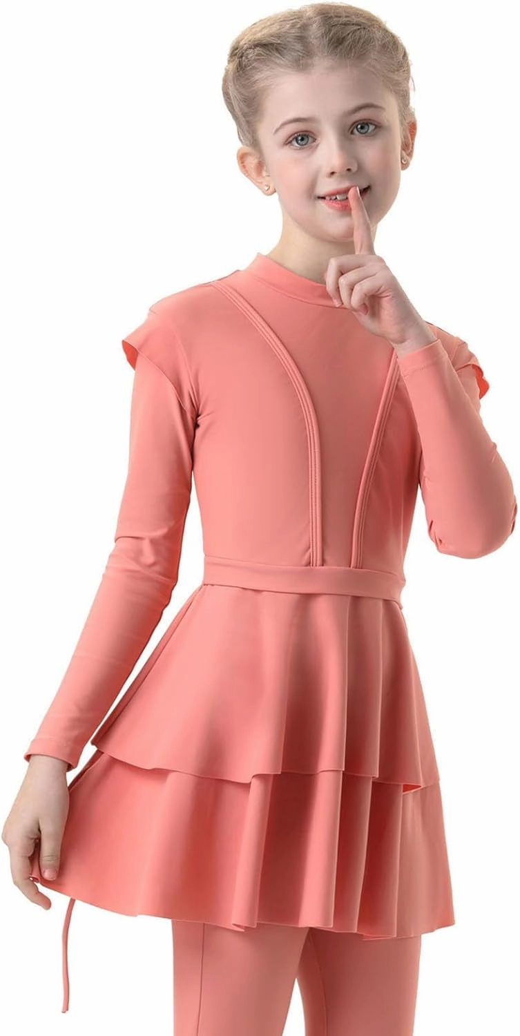 Girls Muslim Swimsuit Sweetheart Top   Pants Full Coverage Swimwear Cap Swimming Burkini Bathing Suit Rash Guard