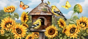 Goldfinches & Sunflowers Mini Mat