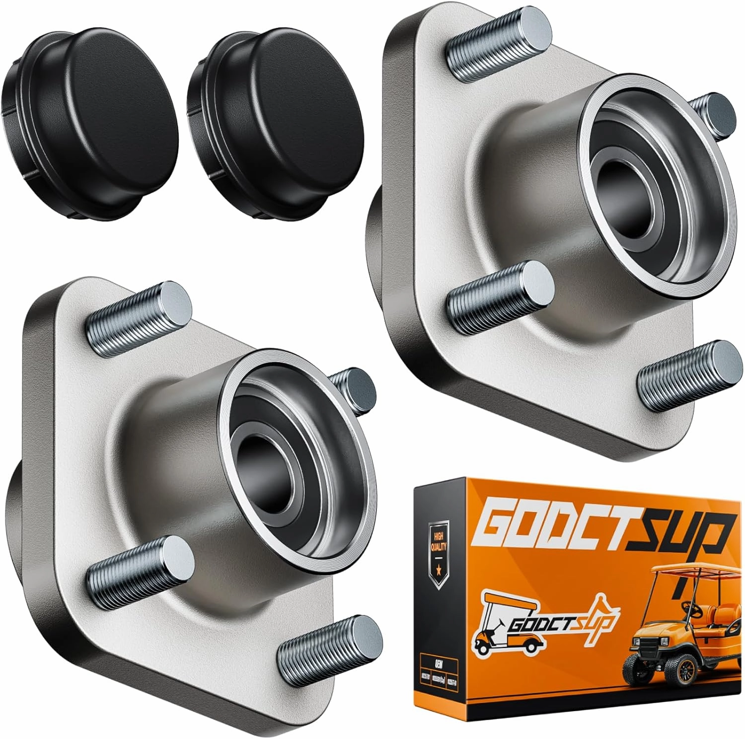 Golf Cart Front Wheel Hub Assembly for Club Car DS&Precedent 2003-Up, Tempo 2018-Up Gas or Electric Carts, Club Car Front Wheel Bearings with Dust Cover, OEM# 102357701, 2PCS