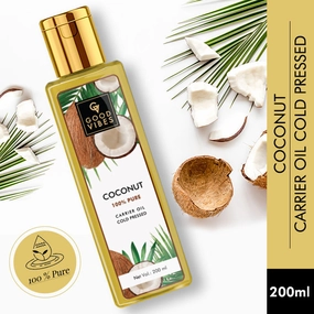 Good Vibes Coconut 100% Pure Coldpressed Carrier Oil | Hair Growth, Anti-Ageing, Hydrating | No Parabens, No Sulphates, No Mineral Oil (200 ml)