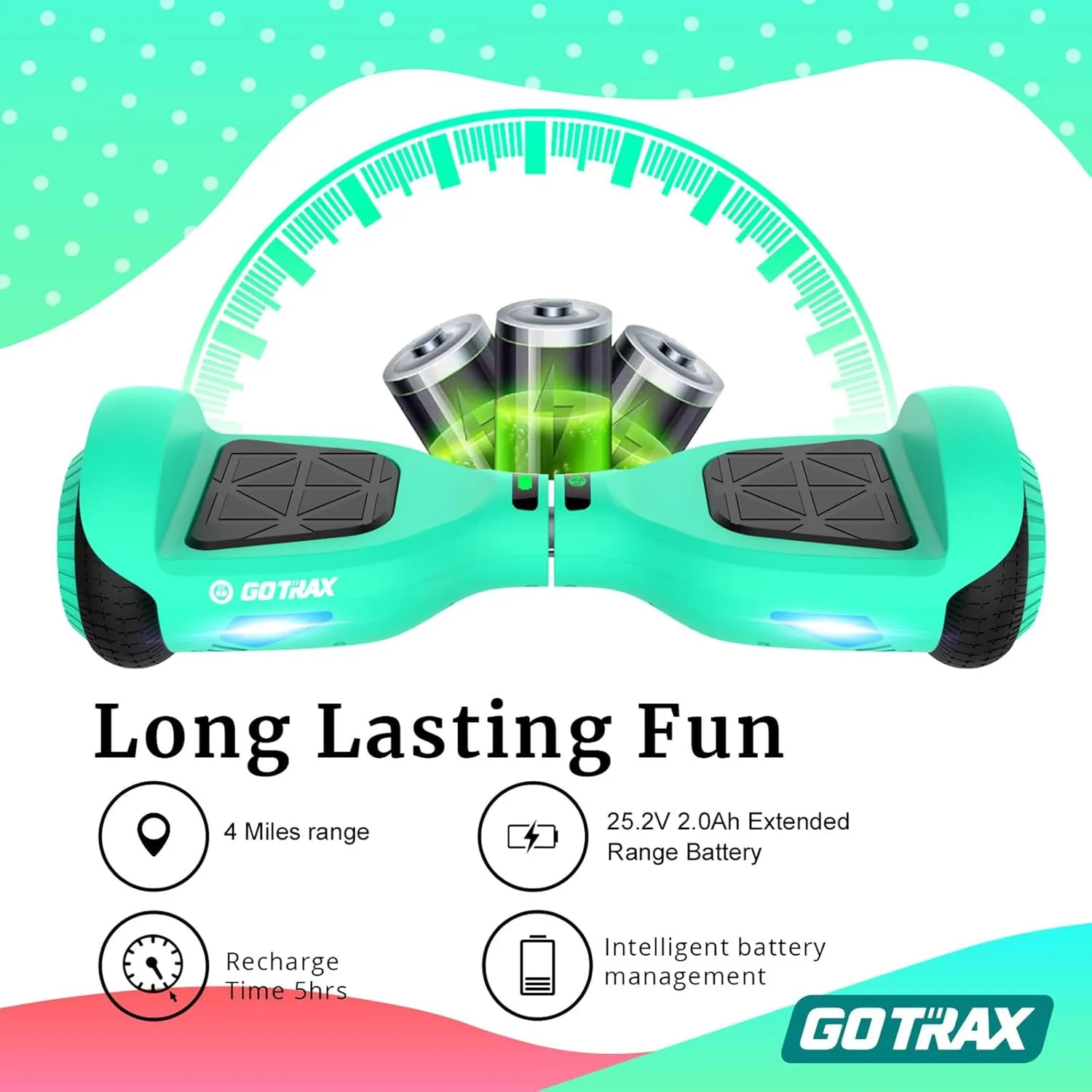 Gotrax Hoverboard with 6.5" LED Wheels & Headlight, Max 4/5 Miles Range, 6.2mph Power by Dual Brushless Motor, UL2272 Certified and 50.4Wh/65.52Wh Battery Self Balancing Scooters for 44-176lbs Kids