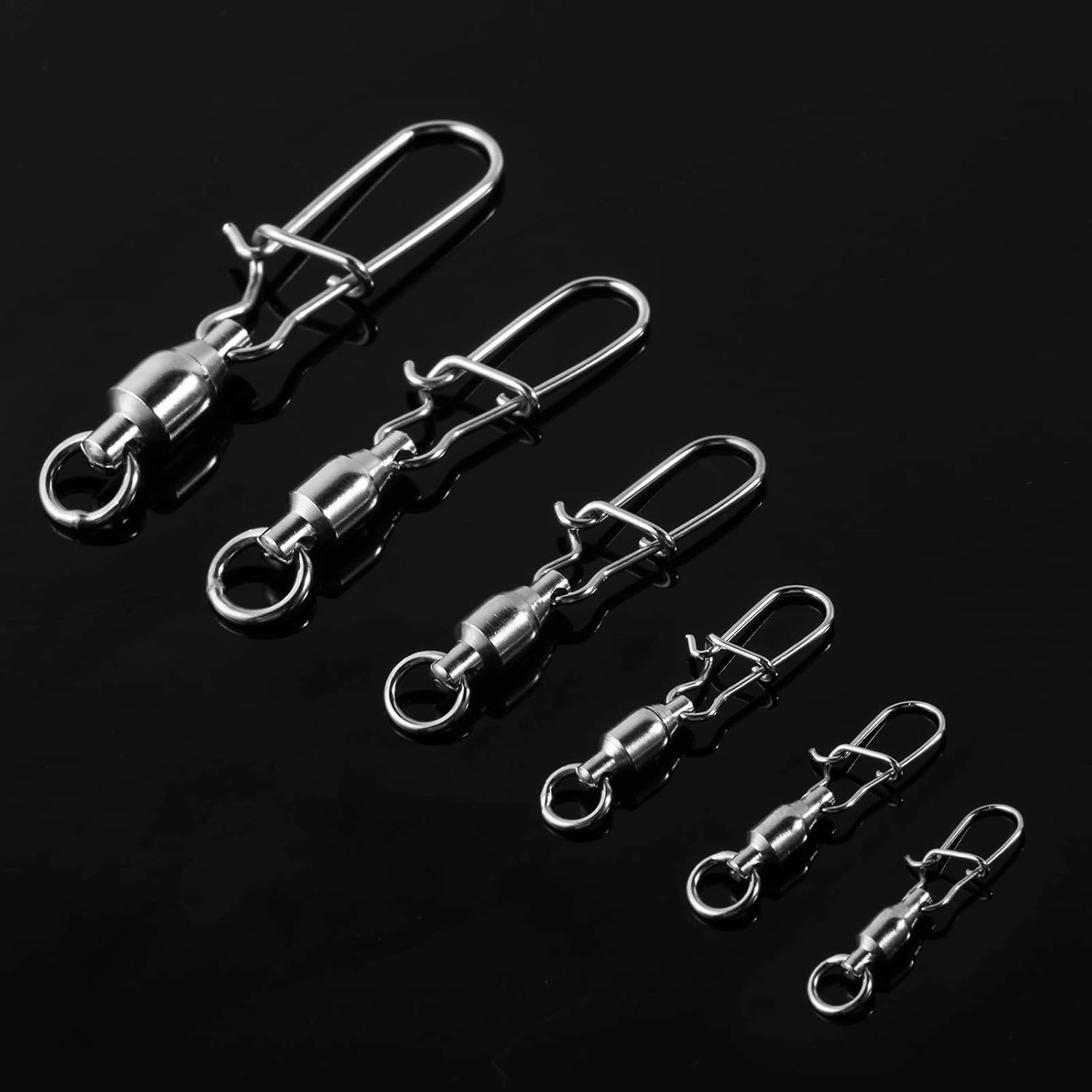 Goture 20/30/100 Pcs Fishing Duo Lock Snap Swivels,High Strength Stainless Steel Connector Snap Swivels, Fishing Swivels & Snaps,Durable Ball Bearing Swivel
