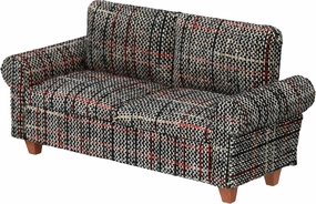 Gray Dollhouse Sofa Couch, Miniature Living Room Furniture Loveseat, Accessories for 6 inch Dolls, 1/12 Scale