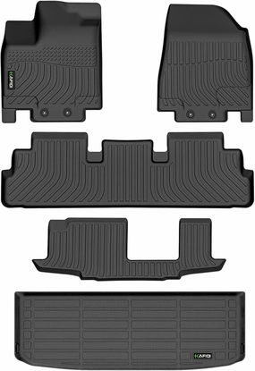 HAFIDI® Floor Mats & Cargo Liner Set Fit for 2022-2025 Nissan Pathfinder(8 Seat) All Weather Protection TPE Anti-Slip Automotive Full Set Floor Liners Custom Accessories - Black