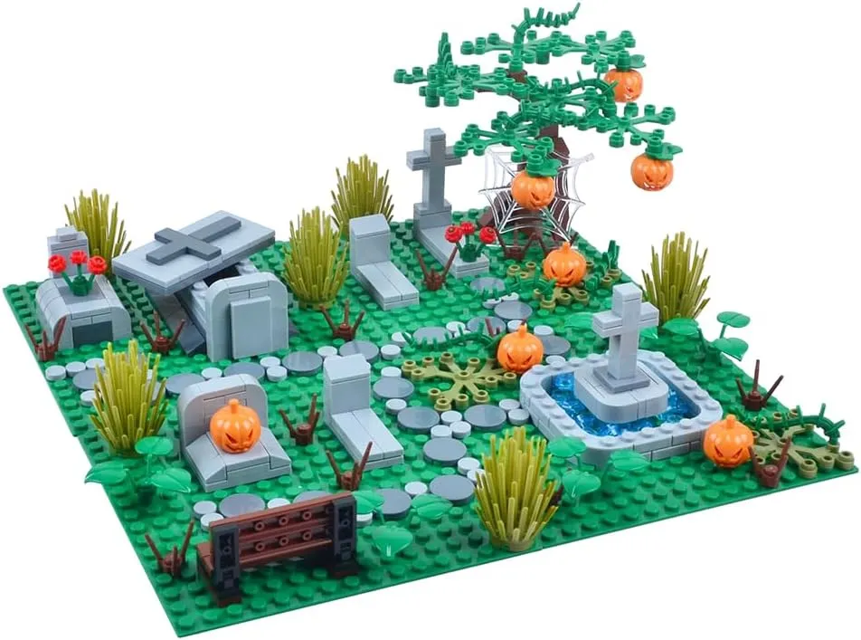 Halloween Haunted Mini Bricks Toys Set Cemetery Set Building Blocks Architecture Building Bricks Kit DIY Building Set Compatible All Major Brands 12 Years (Halloween Set)