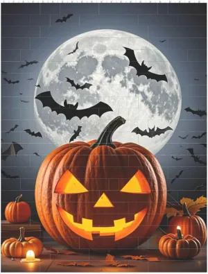 Halloween Moon Bat Pumpkin Building Block Puzzle Personalized Building Bricks for Adults Block Puzzle Building DIY Brick Block Puzzles Valentine's Day Gifts for Home Decor Brick Puzzle