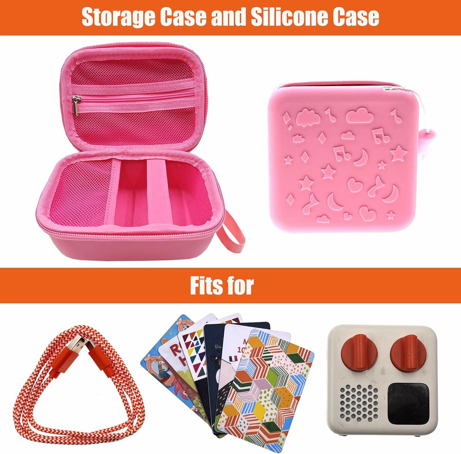 Hard Case Bag and Silicone Shell Cover for Yoto Mini Kids Audio & Music Player. Storage Holder for Children’s Speaker Plays Audiobook Cards and Accessories for Boys and Girls