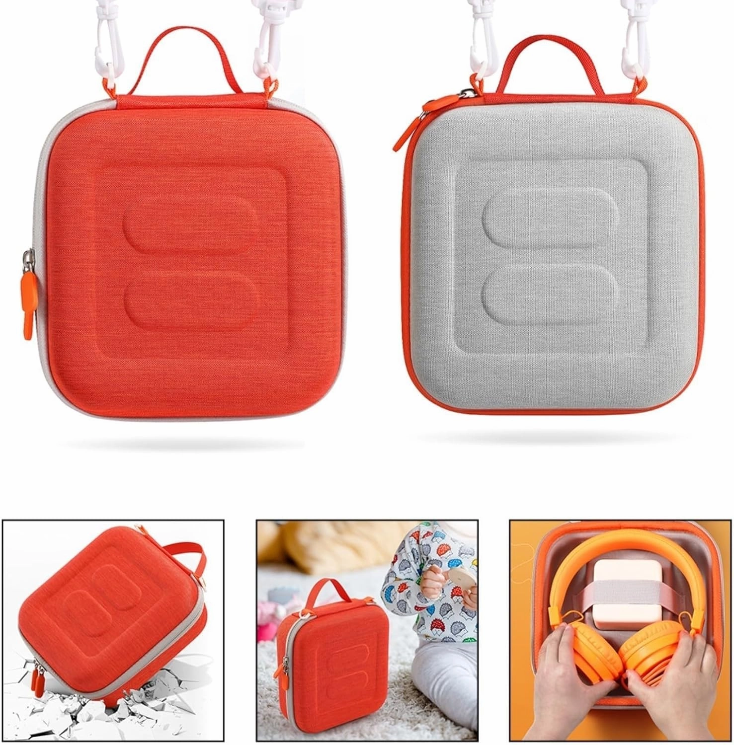 Hard Travel Case Compatible for Yoto Mini (2024 Edition) & Accessories - Kids Audio & Music Player, Holder Bag for Children's Speaker Plays Audiobook Cards(Orange)