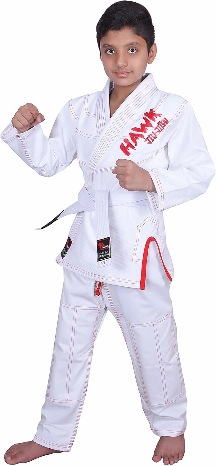 Hawk Sports Brazilian Jiu Jitsu Gi for Kids, Ultra-Light Extra Tough Premium Fabric Kids BJJ Gi