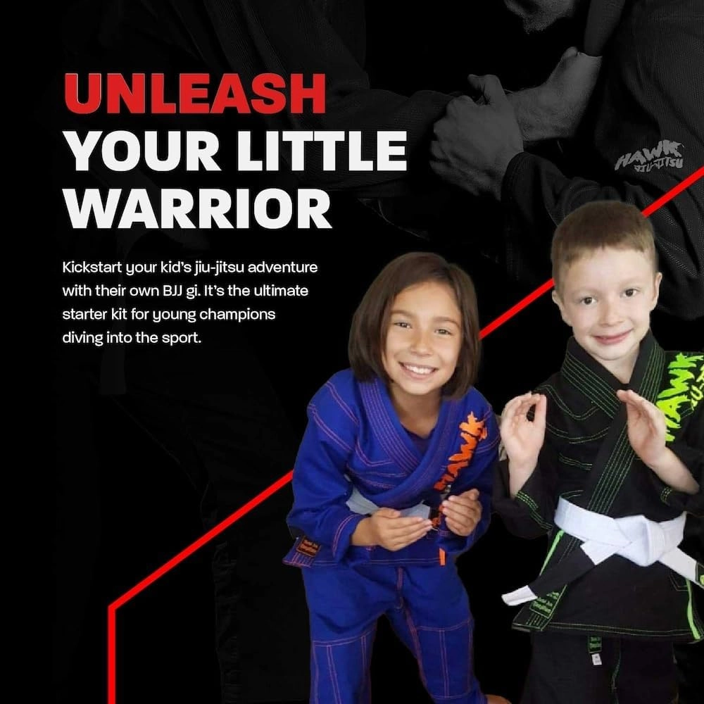 Hawk Sports Brazilian Jiu Jitsu Gi for Kids, Ultra-Light Extra Tough Premium Fabric Kids BJJ Gi