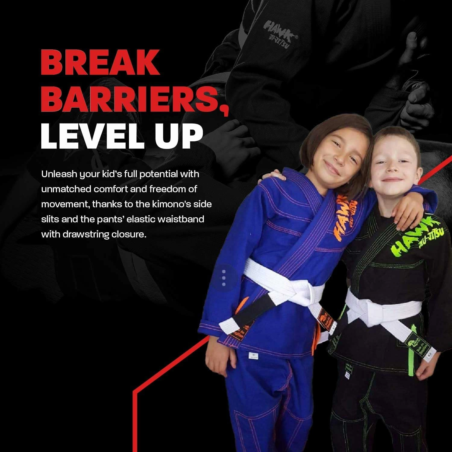 Hawk Sports Brazilian Jiu Jitsu Gi for Kids, Ultra-Light Extra Tough Premium Fabric Kids BJJ Gi