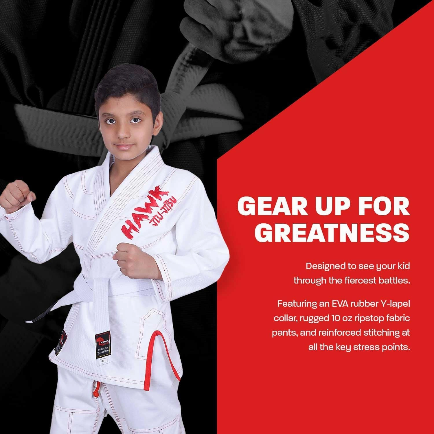 Hawk Sports Brazilian Jiu Jitsu Gi for Kids, Ultra-Light Extra Tough Premium Fabric Kids BJJ Gi