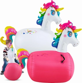 Hiboom 2 Set Bouncy Animals Hopper with Slip Cover Inflatable Bouncing Horse Hopper Large Bouncy Toys for Boys Girls Birthday Party Gifts Supports Up to 250 Pounds, Ages 5 and Up