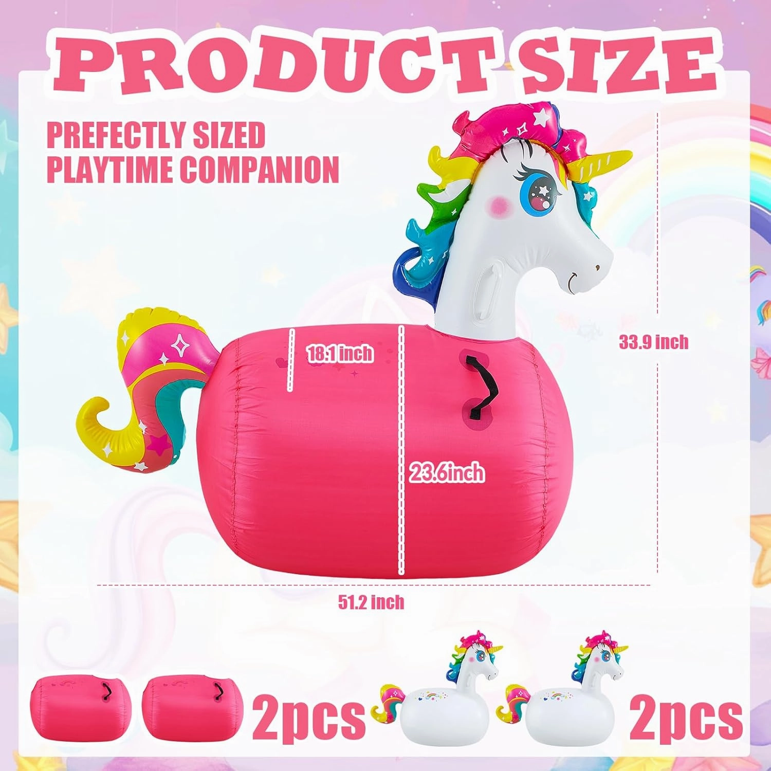 Hiboom 2 Set Bouncy Animals Hopper with Slip Cover Inflatable Bouncing Horse Hopper Large Bouncy Toys for Boys Girls Birthday Party Gifts Supports Up to 250 Pounds, Ages 5 and Up