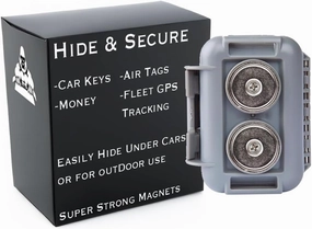 Hide a Key Outside with our Grey Magnetic Box, Our Waterproof Air-Tight Magnetic Key Box for Under Car Stays Secure with 2 Strong Neodymium Magnets