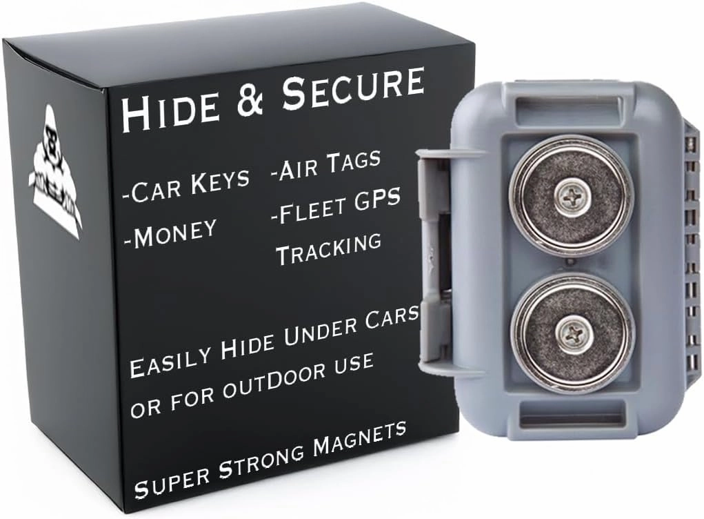 Hide a Key Outside with our Grey Magnetic Box, Our Waterproof Air-Tight Magnetic Key Box for Under Car Stays Secure with 2 Strong Neodymium Magnets