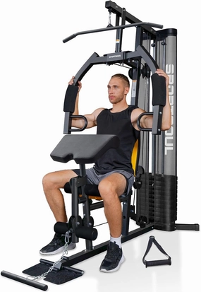 Home Gym, Multifunctional Home Gym Workout Equipment, 6 Workout Stations with 125LBS Weight Stack, Total Gym Exercise and Training Equipment, Home Gym System for Full Body Training