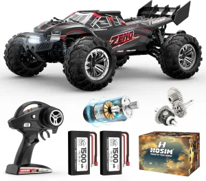 Hosim RC Car for Adults, 1/10 Scale Remote Control Car 48 KMH, High Speed Large RC Truck 4X4 Off-Road All Terrains Waterproof Hobby Grade Fast Racing Toy Gift Monster Trucks