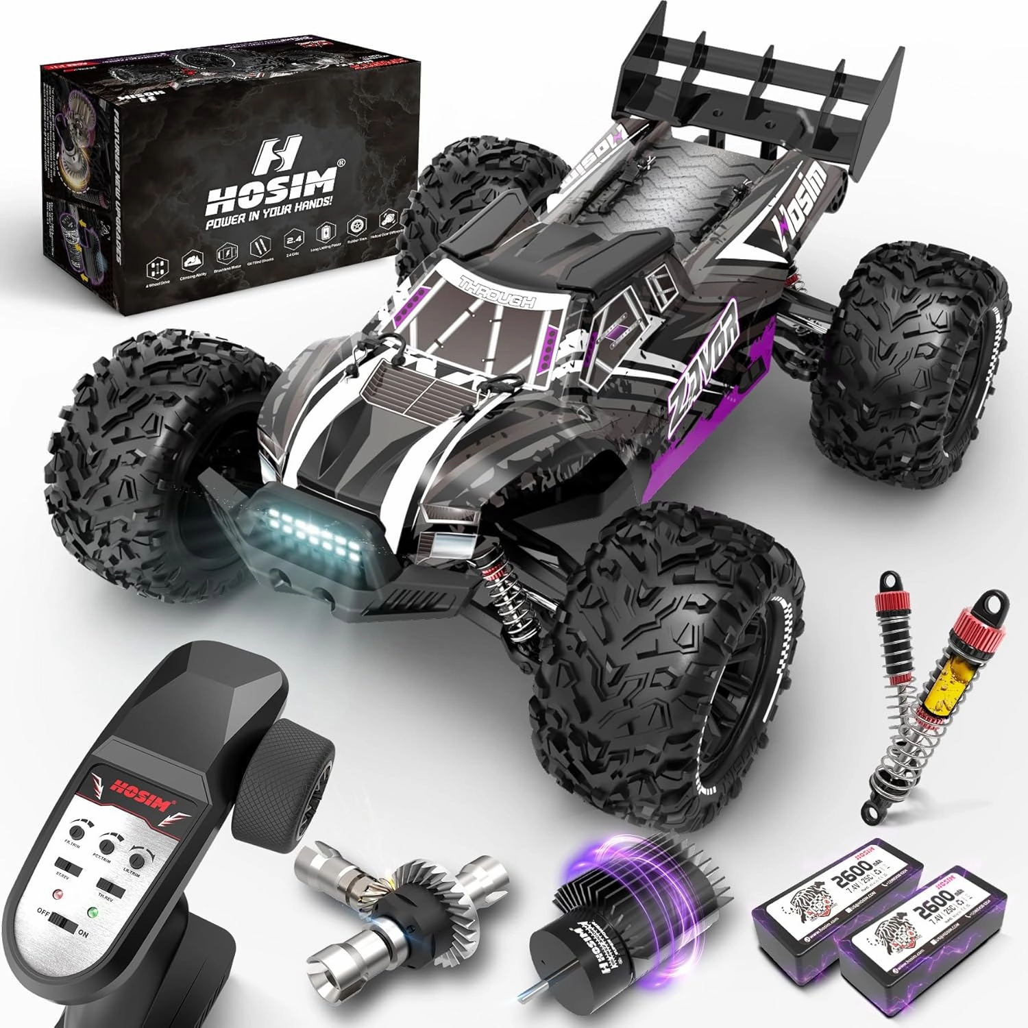 Hosim 1:10 Brushless RC Car for Adults Fast 68 Kmh, All Terrain High Speed Remote Control Car Hobby RC Trucks 4x4 Waterproof Electric Off Road Monster Trucks-Upgradeable to 3S Battery