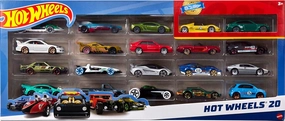 Hot Wheels Toy Cars 20-Pack, Set of 20 Die-Cast 1:64 Scale Sports & Race Vehicles for Kids & Collectors (Styles May Vary)