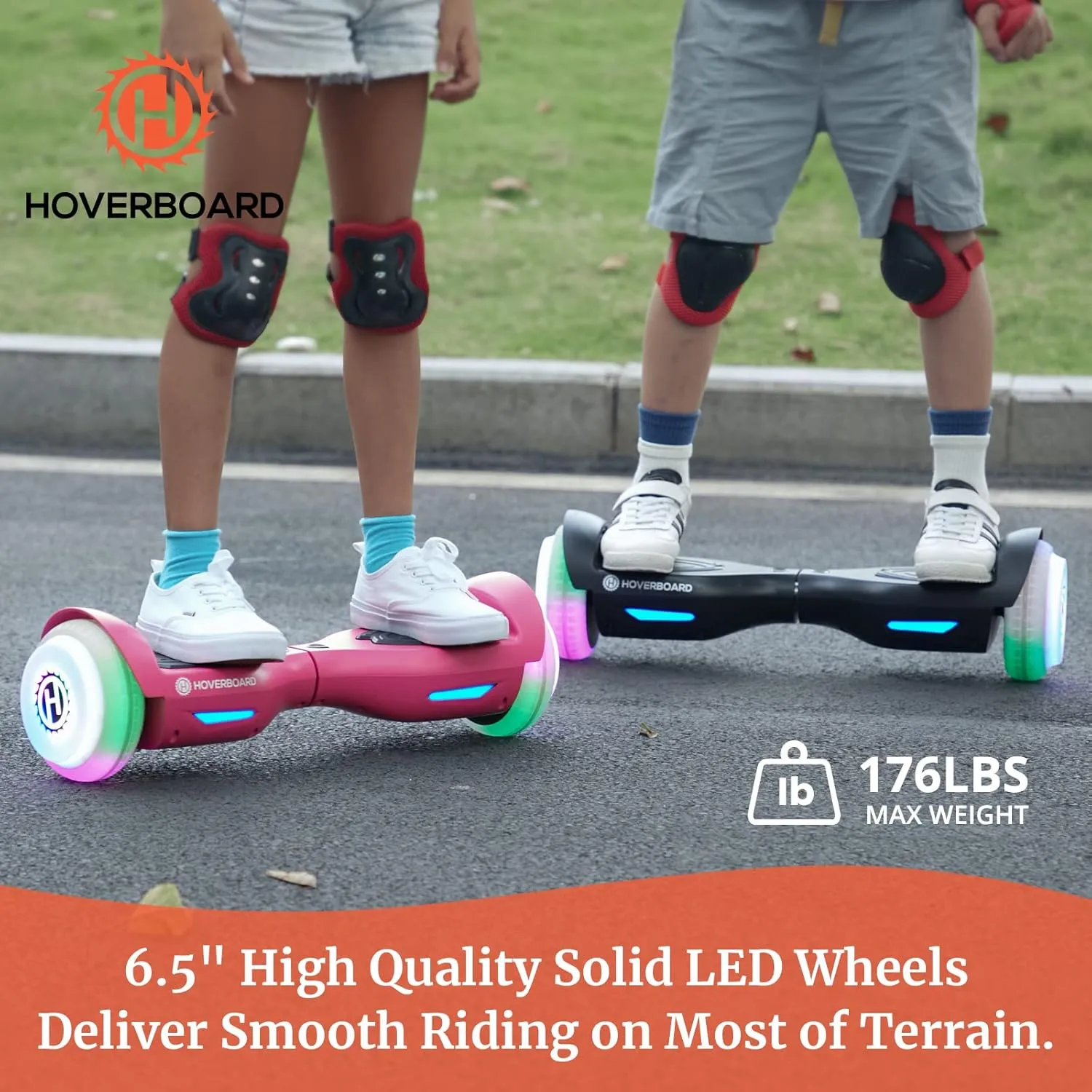 Hoverboard with Music Speaker, 6.5" LED Wheels Lights Self Balancing Scooter, Max 5/6 Miles Range & 6.2mph Powered by Dual 200W/250W Motor, UL2272 Certified, Hover Board Present for Kids