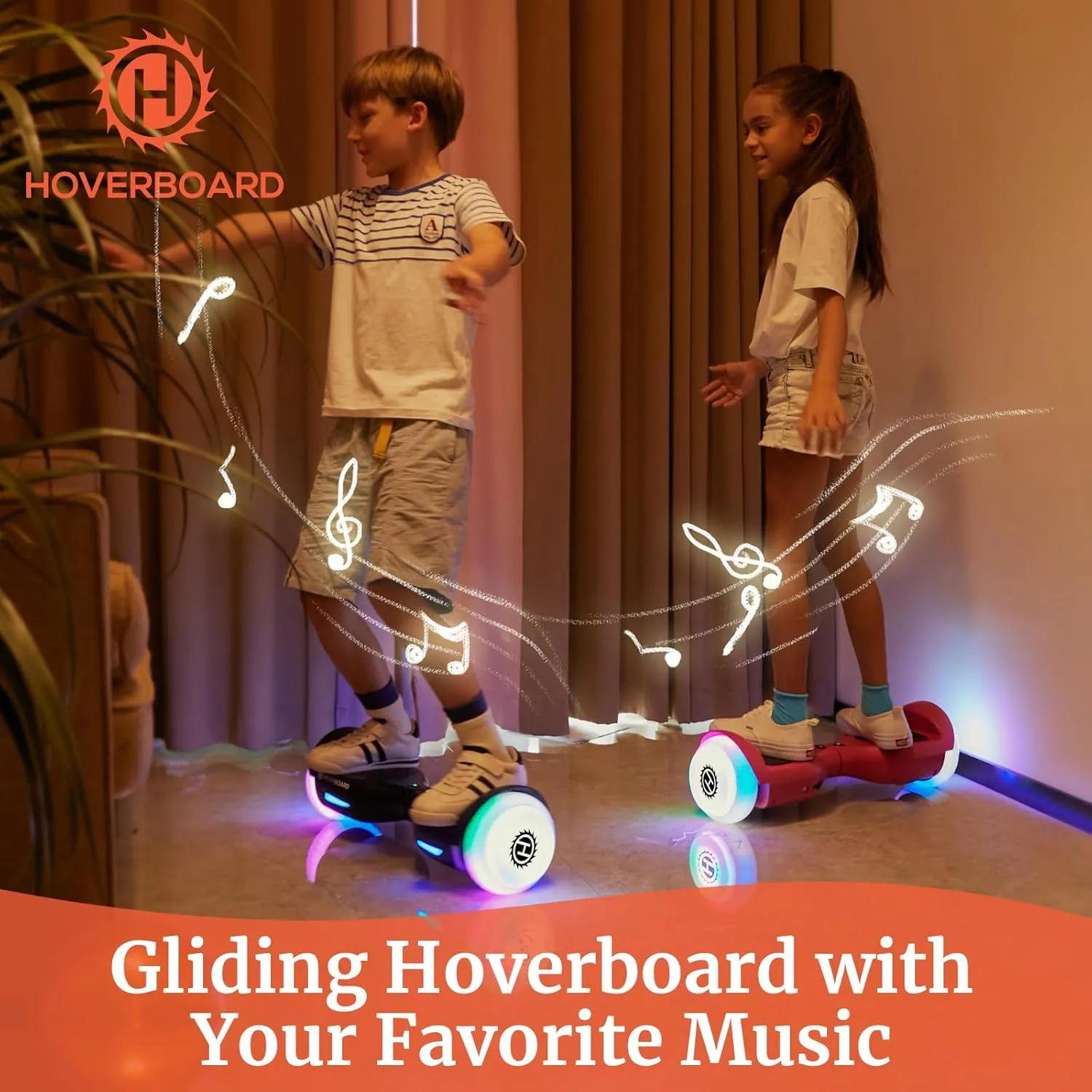 Hoverboard with Music Speaker, 6.5" LED Wheels Lights Self Balancing Scooter, Max 5/6 Miles Range & 6.2mph Powered by Dual 200W/250W Motor, UL2272 Certified, Hover Board Present for Kids