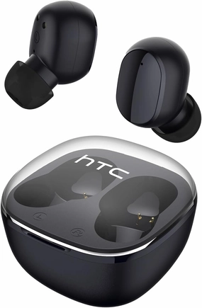 HTC True Wireless Earbuds 6 Bluetooth 5.3 in Ear Stereo Headphones Touch Control with Built-in Microphone, Wireless Noise Cancelling Earbuds 22H Playtime with Charging Case for Android and iOS- Black