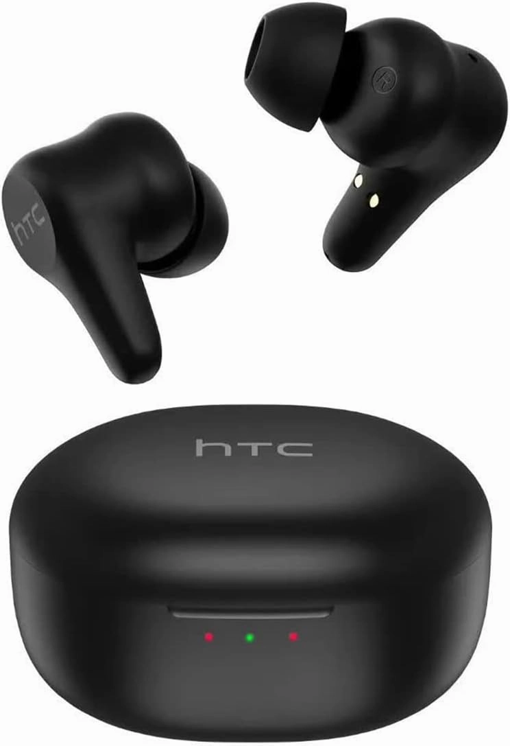 HTC True Wireless Earbuds Plus Active Noise Cancellation, in Ear Headphone Bluetooth 5.3 with USB C Charging Case, 4 Mics ENC Clear Calls, Deep Bass Stereo Sound, IPX5 Waterproof for iOS and Android