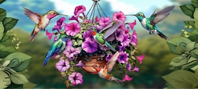 Hummingbirds & Petunias Mini Mat
