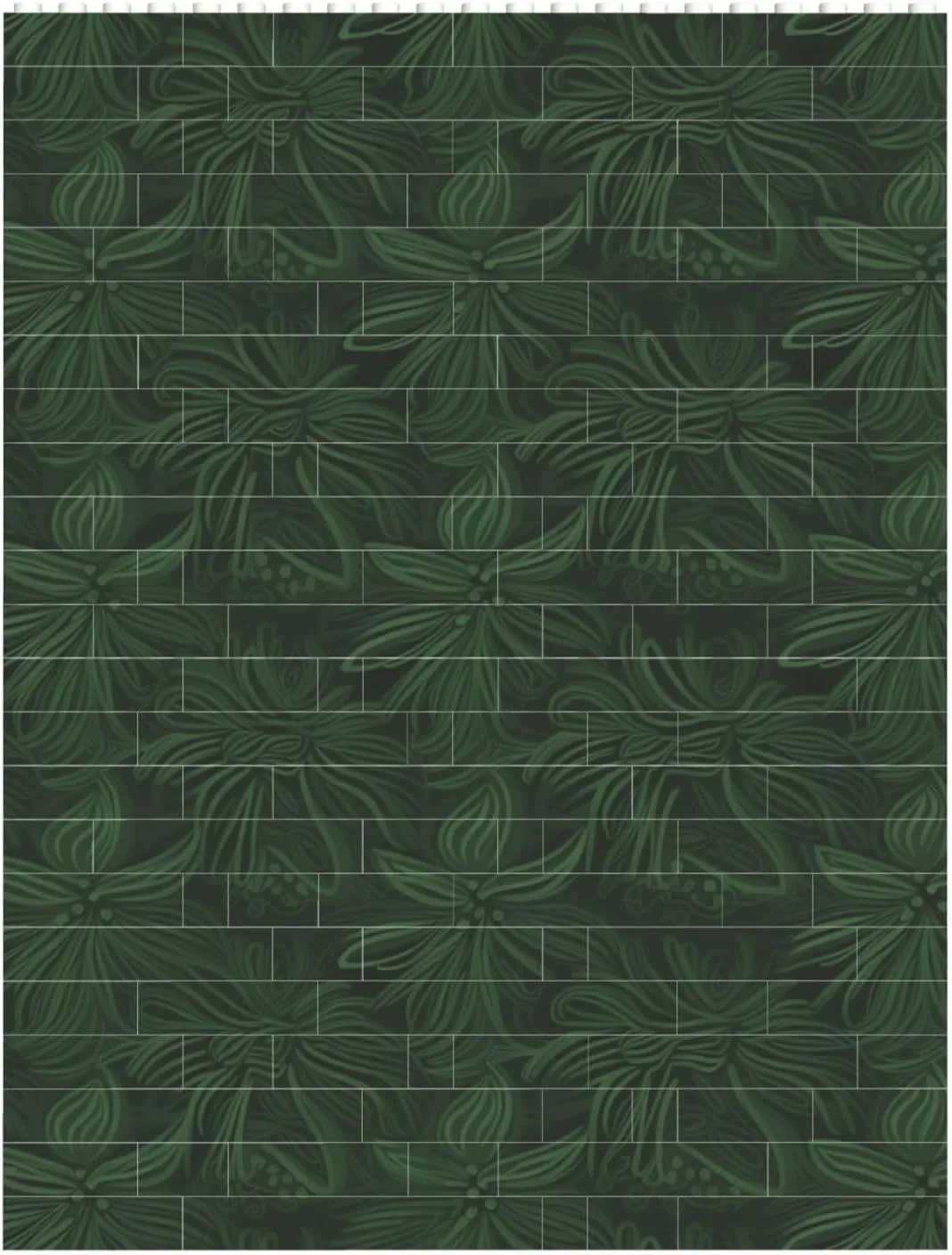 Hunter Green Floral Petals Pattern Building Block Puzzle Personalized Building Bricks for Adults Square Shaped DIY Brick Block Puzzles Valentine's Day Gifts for Home Decor Brick Puzzle